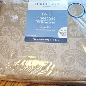 Mainstays Twin Sheet Set - Beige Paisley